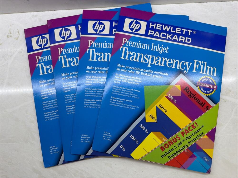 HP HEWLETT PACKARD Premium Inkjet Transparency Film C3834A - 60 Sheets ~ NEW